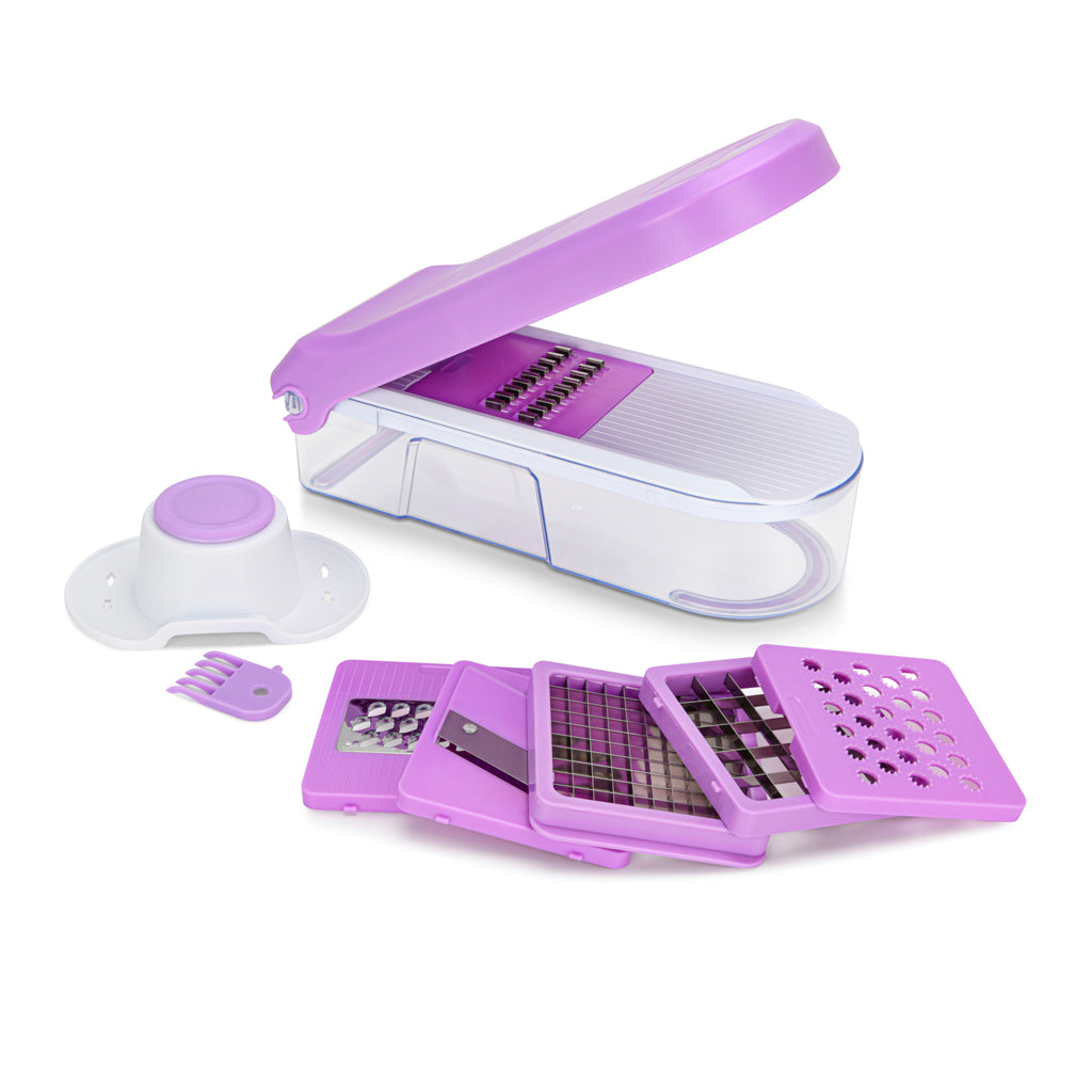 Vegetable Cutter Grater with 6 Blades (Purple)