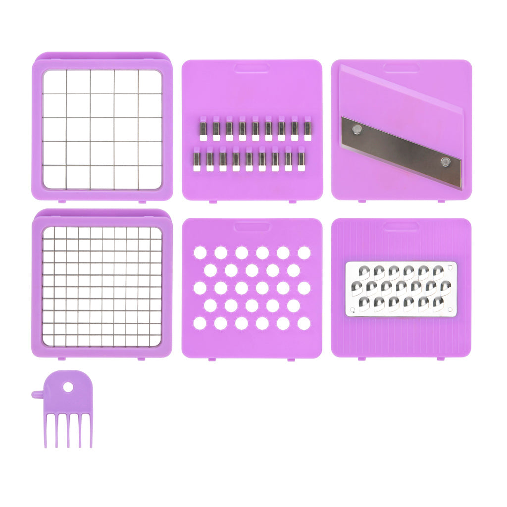 Vegetable Cutter Grater with 6 Blades (Purple)