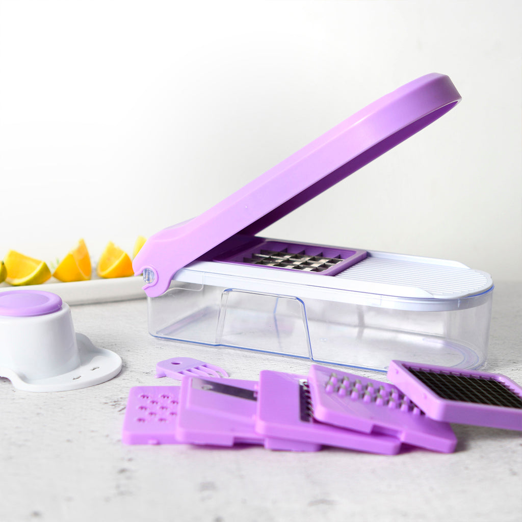 Vegetable Cutter Grater with 6 Blades (Purple)